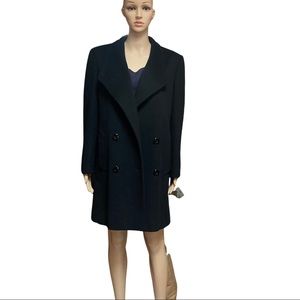 Custom Made Double-breasted Black Wool Peacoat Size 6
